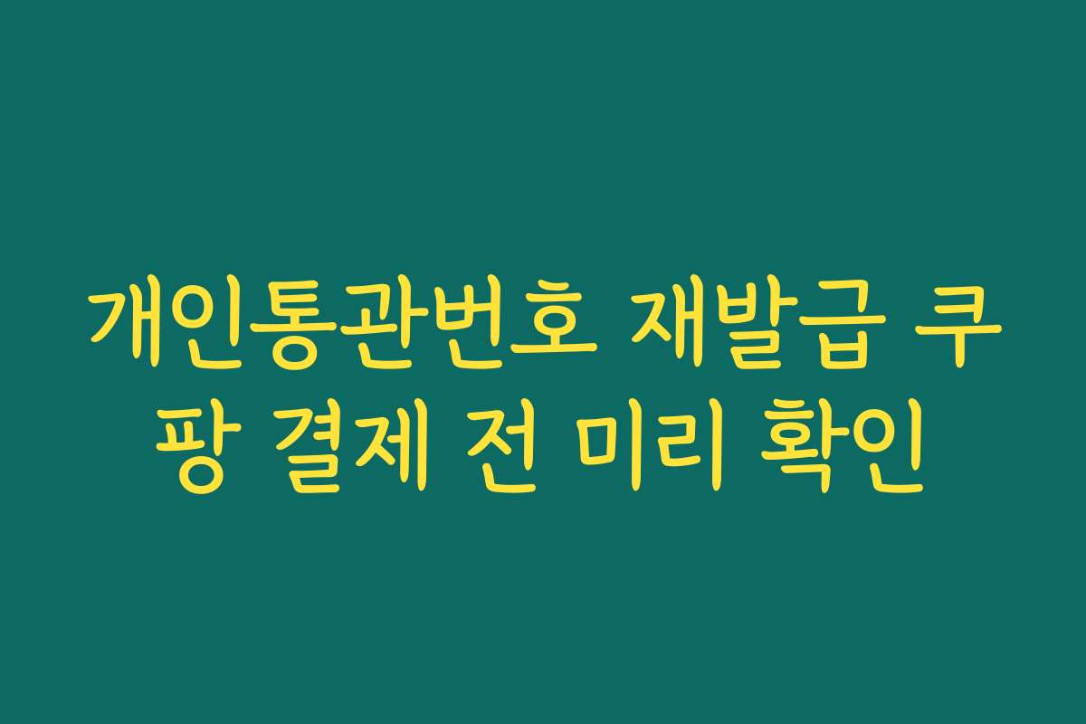 개인통관번호 재발급 쿠팡 결제 전 미리 확인
