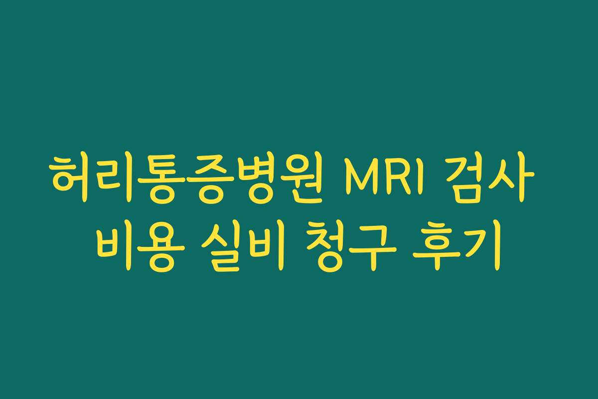 허리통증병원 MRI 검사 비용 실비 청구 후기