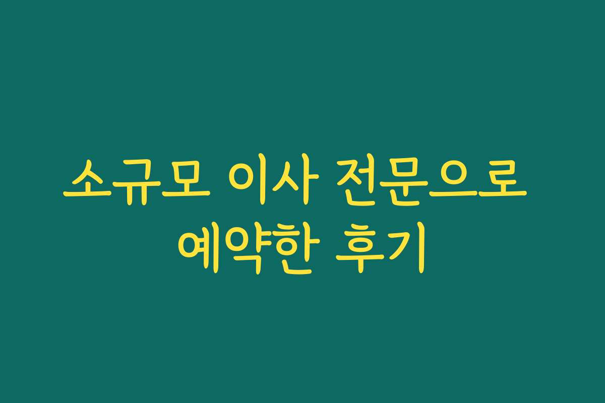 소규모 이사 전문으로 예약한 후기