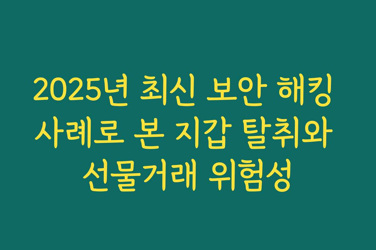 2025년 최신 보안 해킹 사례로 본 지갑 탈취와 선물거래 위험성