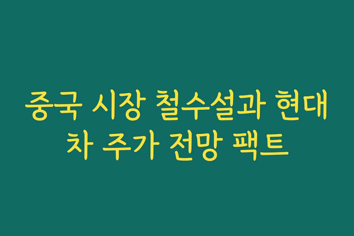 중국 시장 철수설과 현대차 주가 전망 팩트