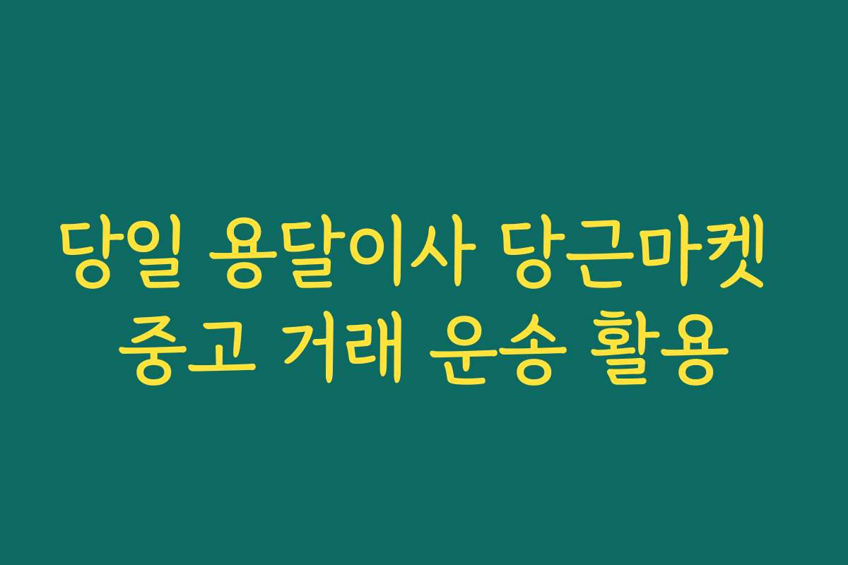 당일 용달이사 당근마켓 중고 거래 운송 활용