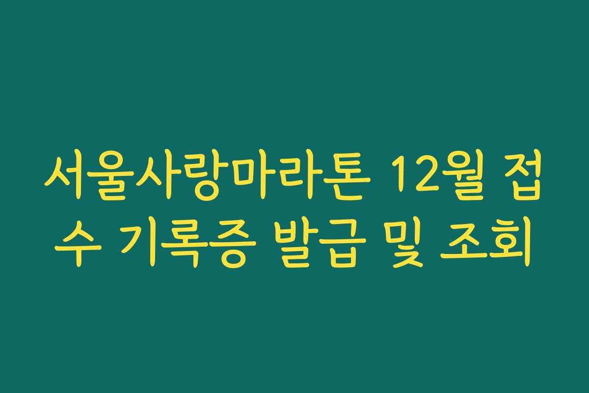 서울사랑마라톤 12월 접수 기록증 발급 및 조회