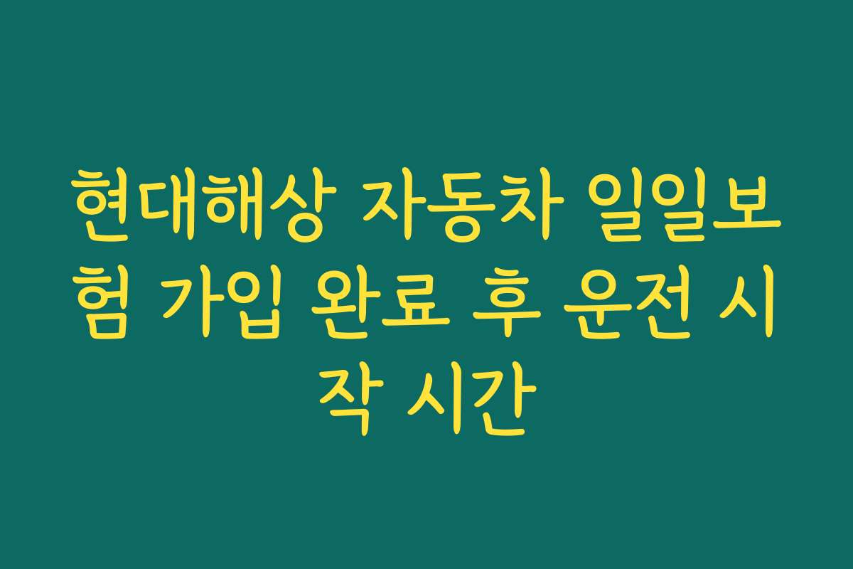 현대해상 자동차 일일보험 가입 완료 후 운전 시작 시간