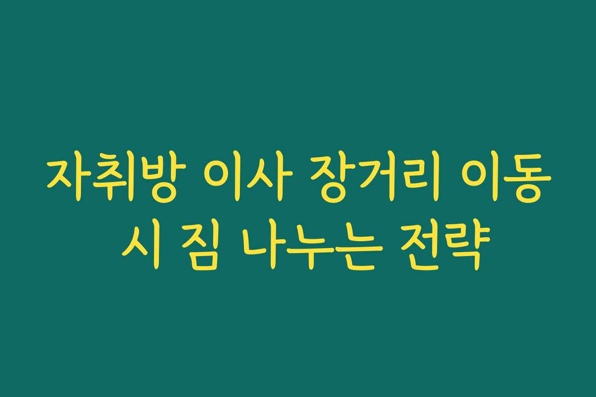 자취방 이사 장거리 이동 시 짐 나누는 전략