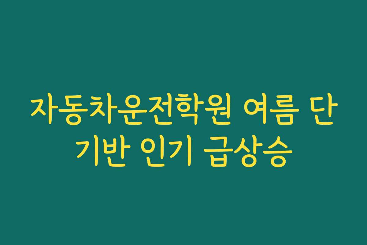 자동차운전학원 여름 단기반 인기 급상승
