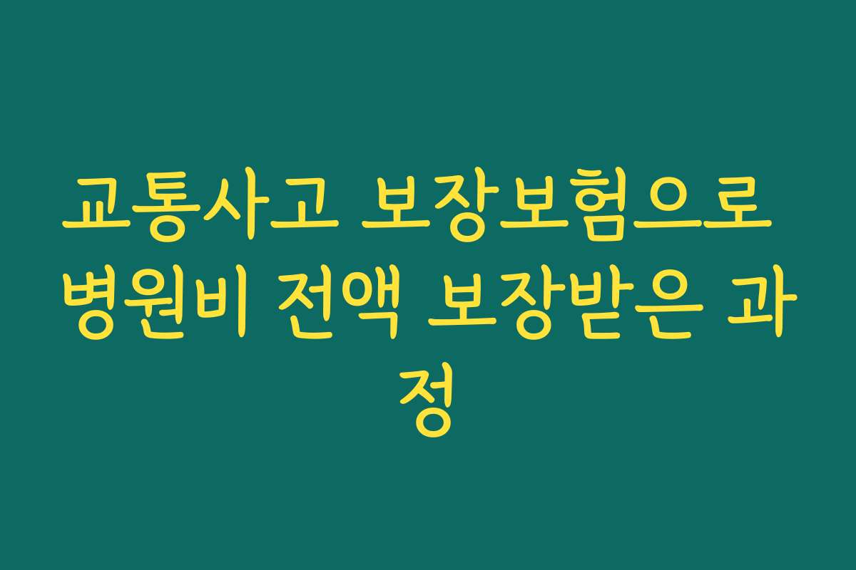 교통사고 보장보험으로 병원비 전액 보장받은 과정