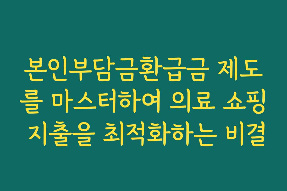 본인부담금환급금 제도를 마스터하여 의료 쇼핑 지출을 최적화하는 비결