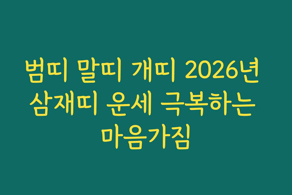 범띠 말띠 개띠 2026년 삼재띠 운세 극복하는 마음가짐