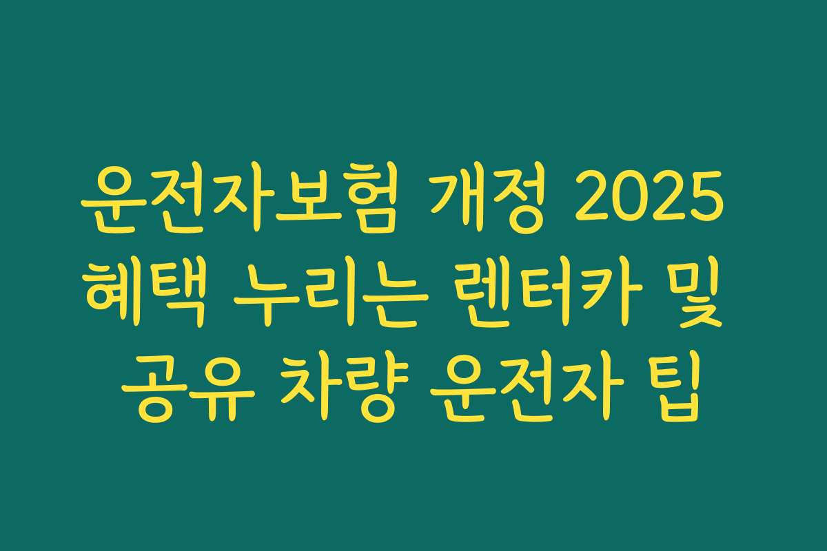 운전자보험 개정 2025 혜택 누리는 렌터카 및 공유 차량 운전자 팁