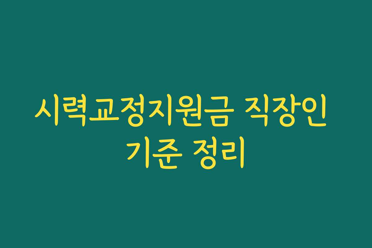 시력교정지원금 직장인 기준 정리