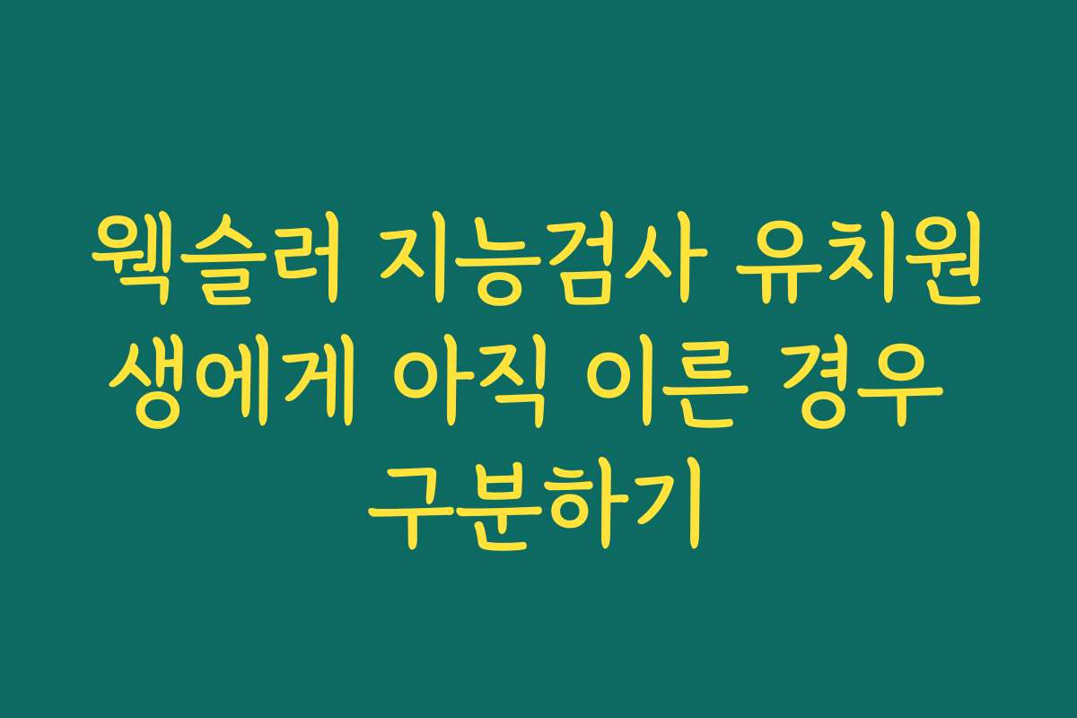 웩슬러 지능검사 유치원생에게 아직 이른 경우 구분하기