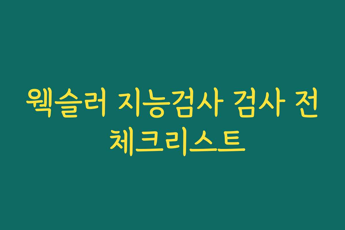 웩슬러 지능검사 검사 전 체크리스트