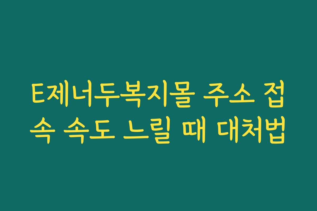 E제너두복지몰 주소 접속 속도 느릴 때 대처법