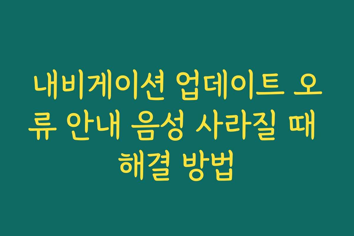 내비게이션 업데이트 오류 안내 음성 사라질 때 해결 방법