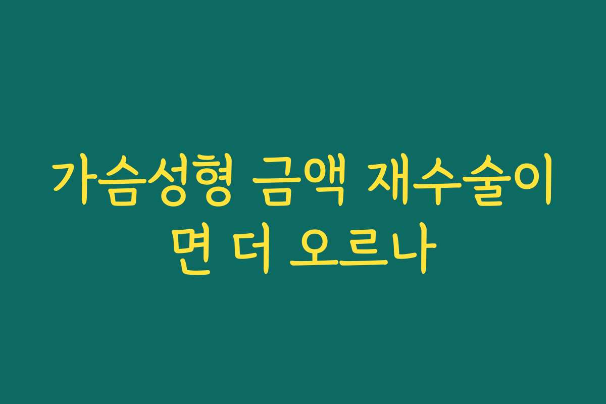 가슴성형 금액 재수술이면 더 오르나