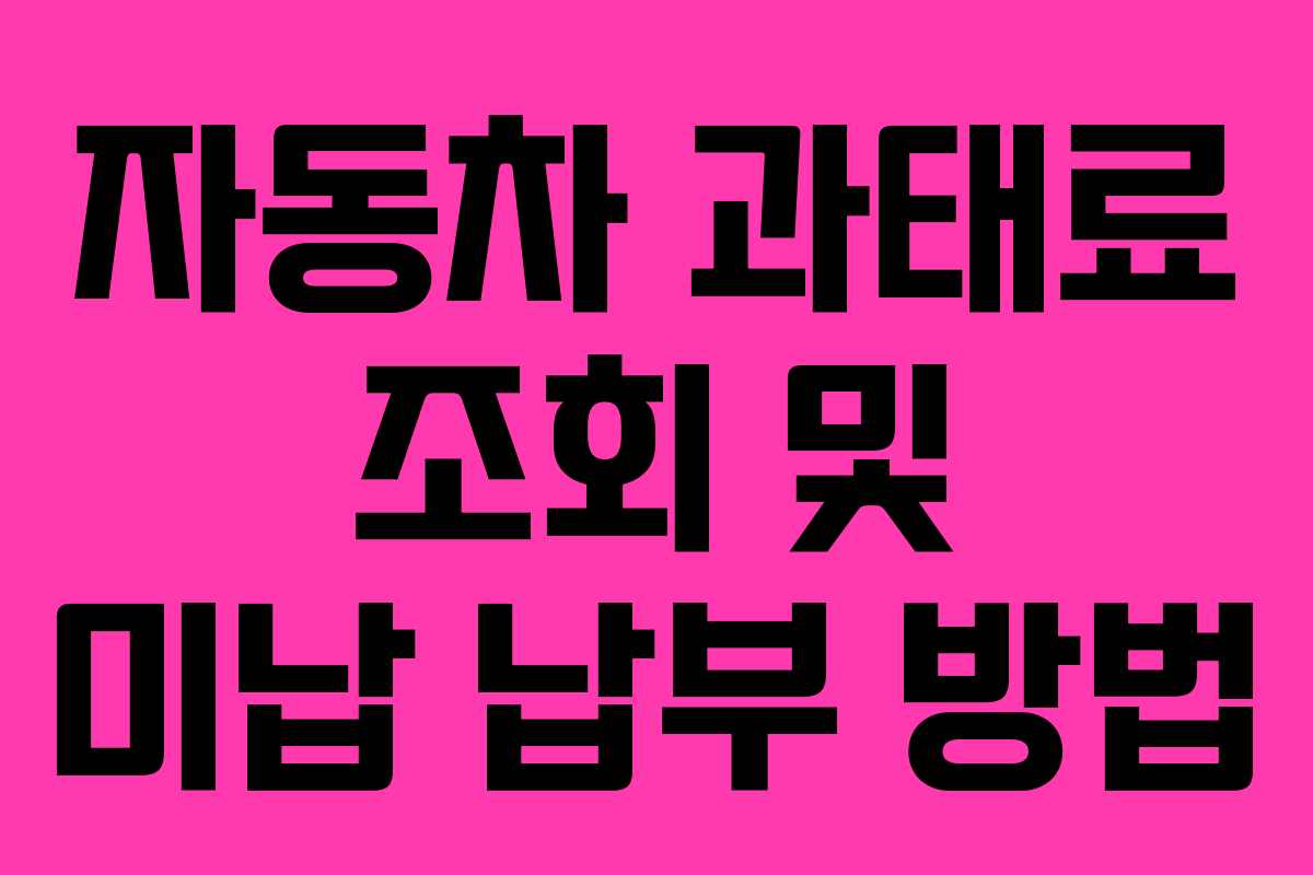 자동차 과태료 조회 및 미납 납부 방법