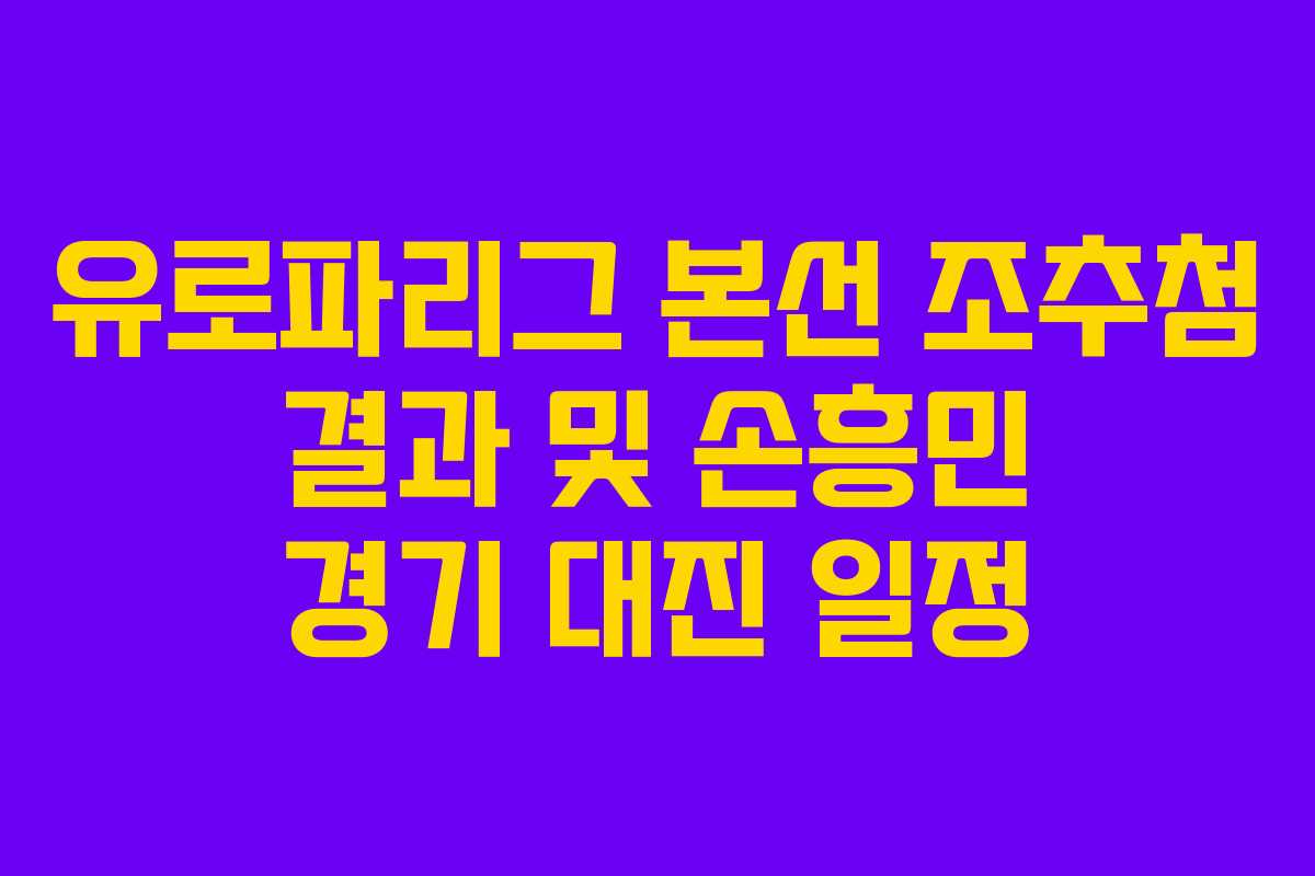 유로파리그 본선 조추첨 결과 및 손흥민 경기 대진 일정