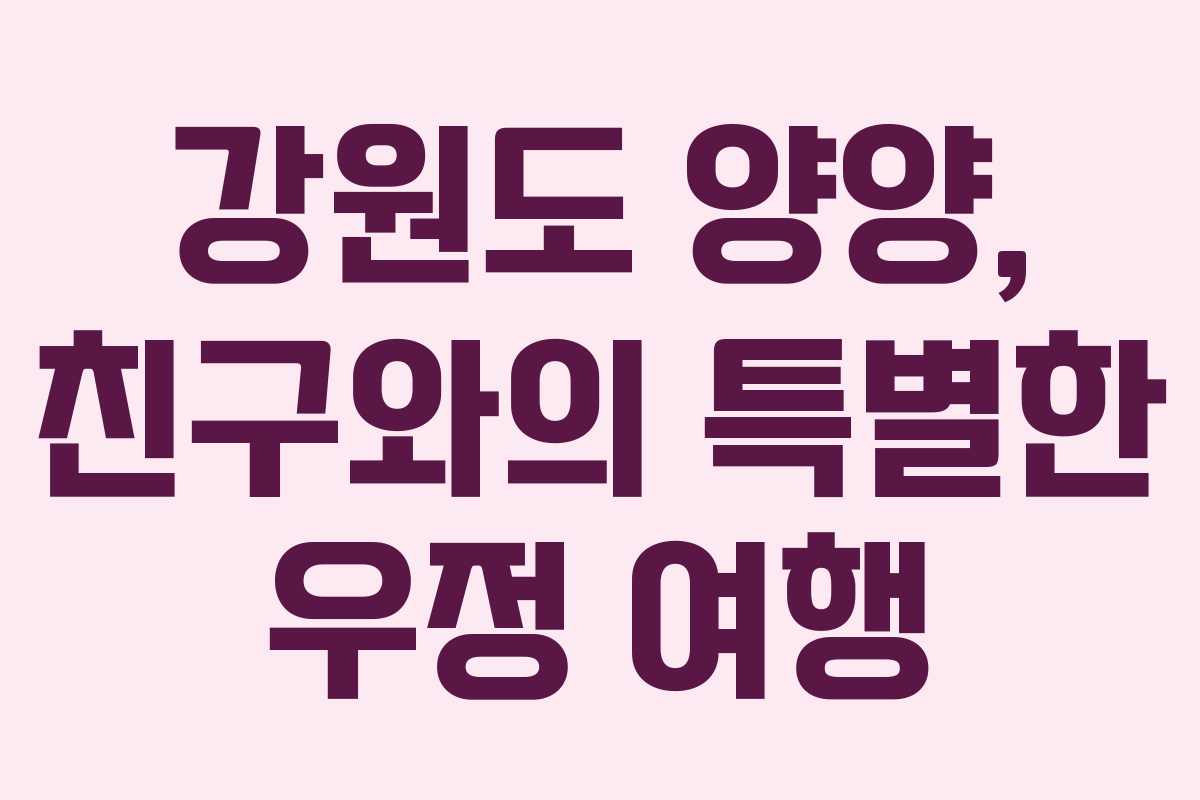 강원도 양양, 친구와의 특별한 우정 여행