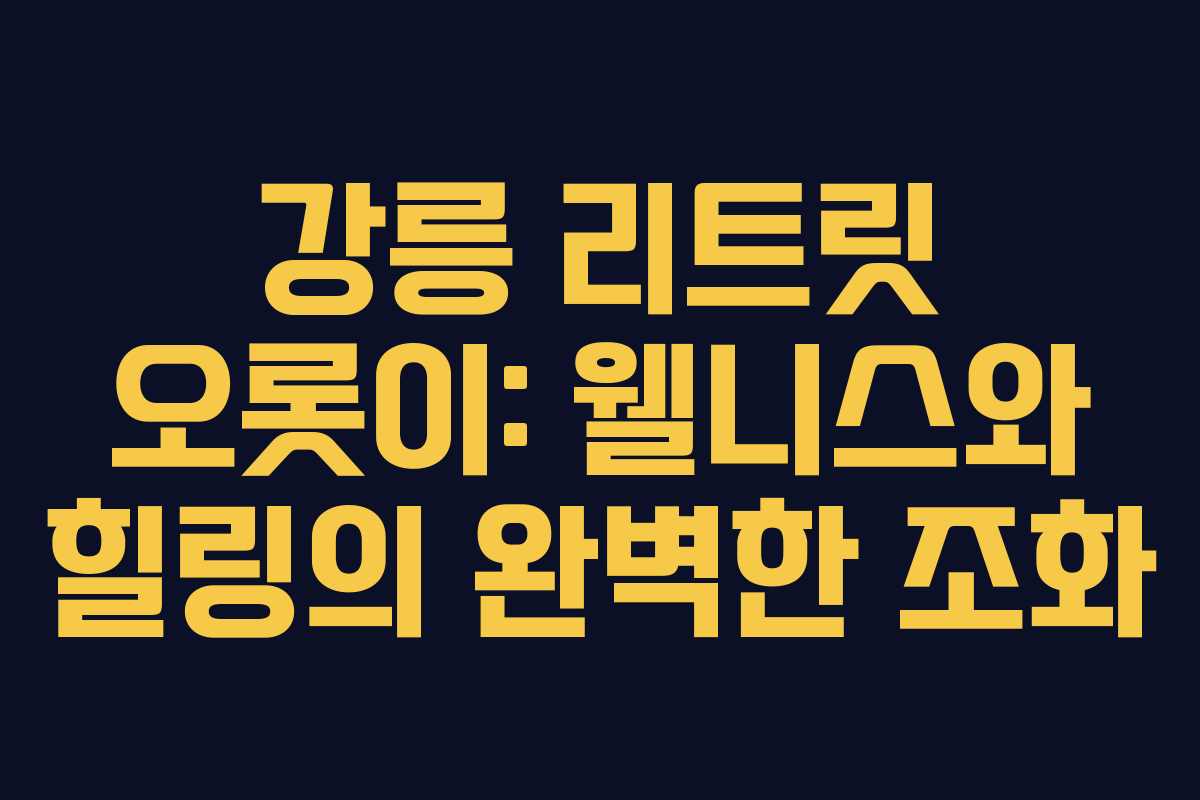 강릉 리트릿 오롯이: 웰니스와 힐링의 완벽한 조화