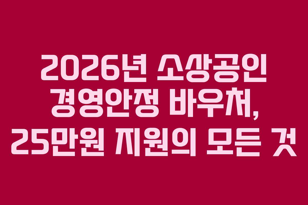 2026년 소상공인 경영안정 바우처, 25만원 지원의 모든 것