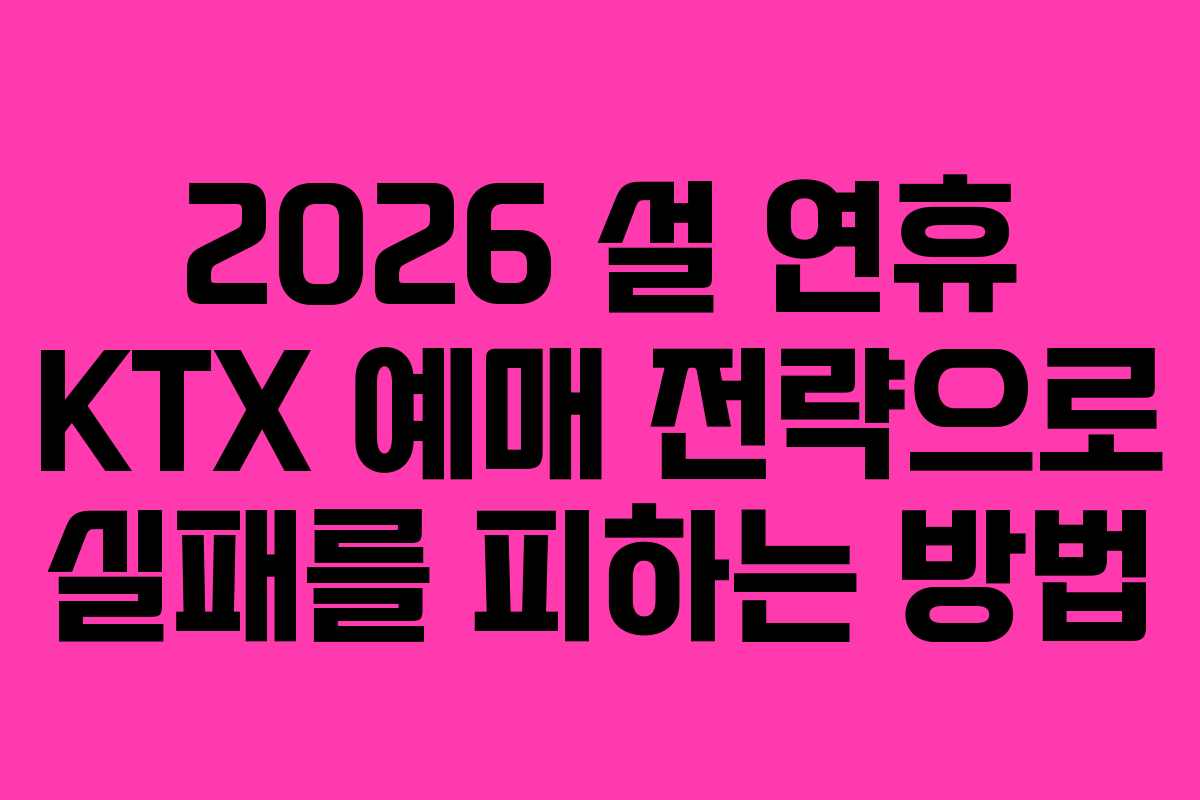 2026 설 연휴 KTX 예매 전략으로 실패를 피하는 방법