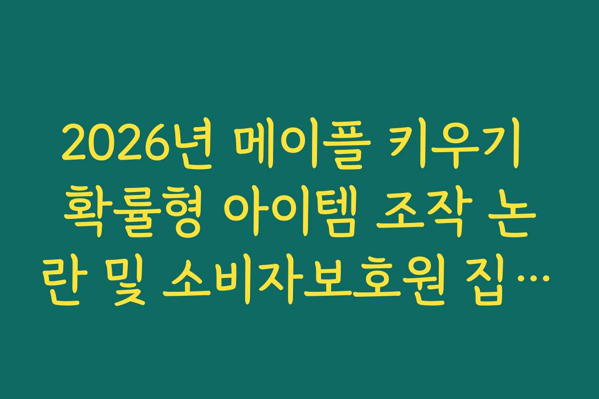 2026년 메이플 키우기 확률형 아이템 조작 논란 및 소비자보호원 집단 민원법