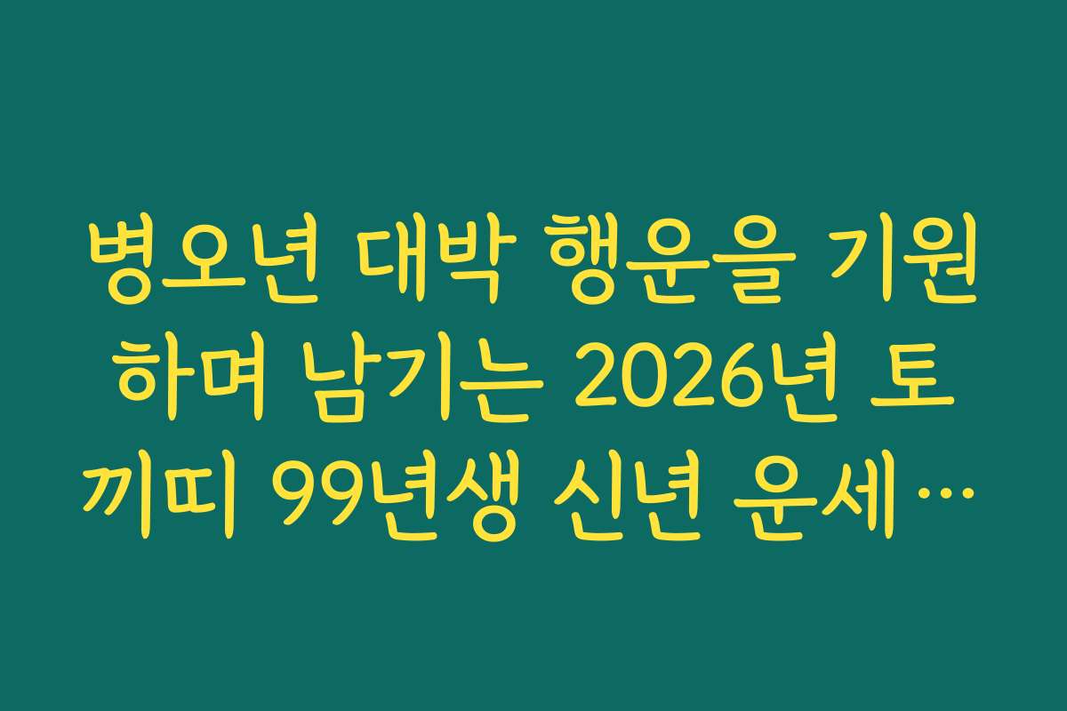 병오년 대박 행운을 기원하며 남기는 2026년 토끼띠 99년생 신년 운세 응원