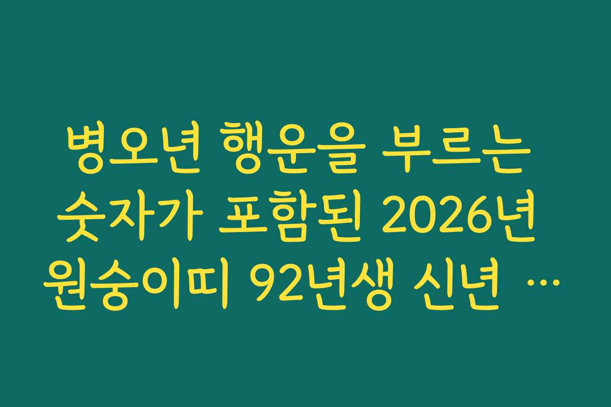 병오년 행운을 부르는 숫자가 포함된 2026년 원숭이띠 92년생 신년 운세