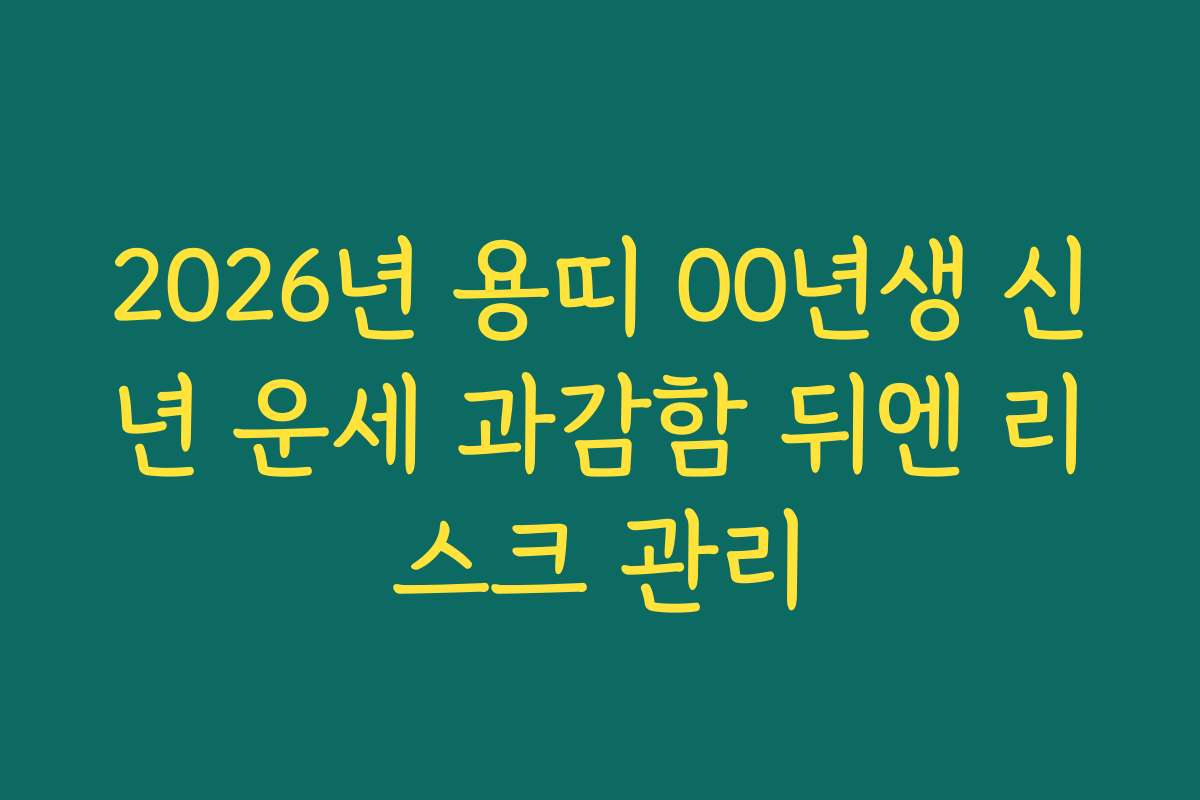 2026년 용띠 00년생 신년 운세 과감함 뒤엔 리스크 관리