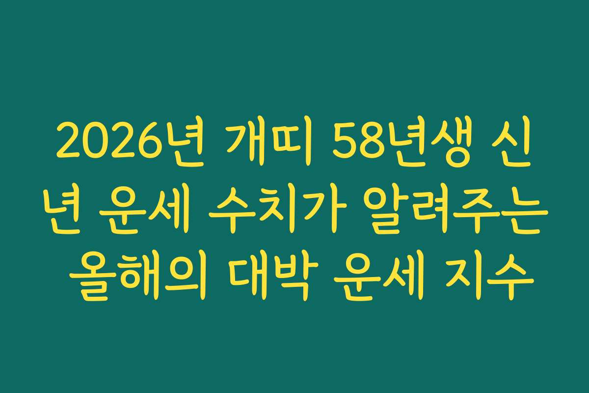 2026년 개띠 58년생 신년 운세 수치가 알려주는 올해의 대박 운세 지수