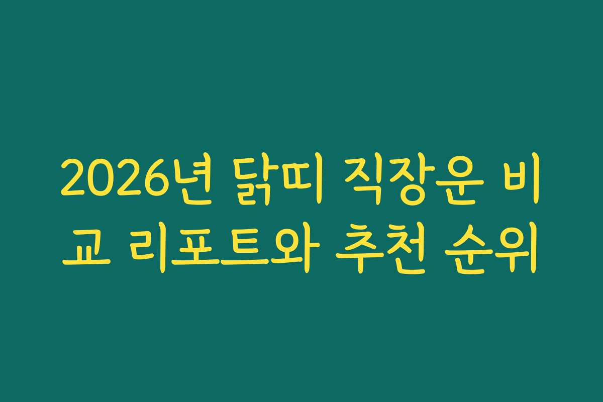 2026년 닭띠 직장운 비교 리포트와 추천 순위