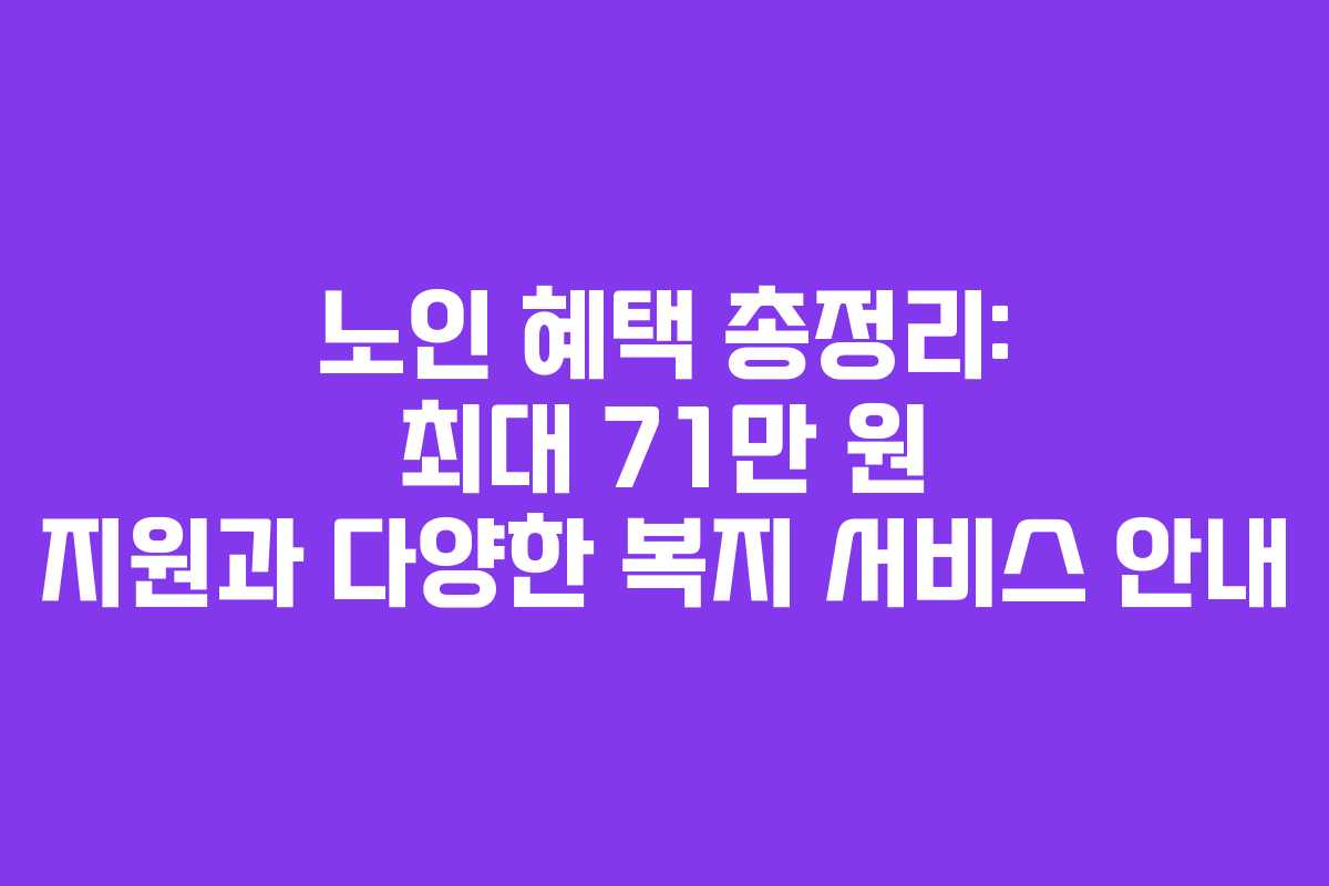 노인 혜택 총정리: 최대 71만 원 지원과 다양한 복지 서비스 안내