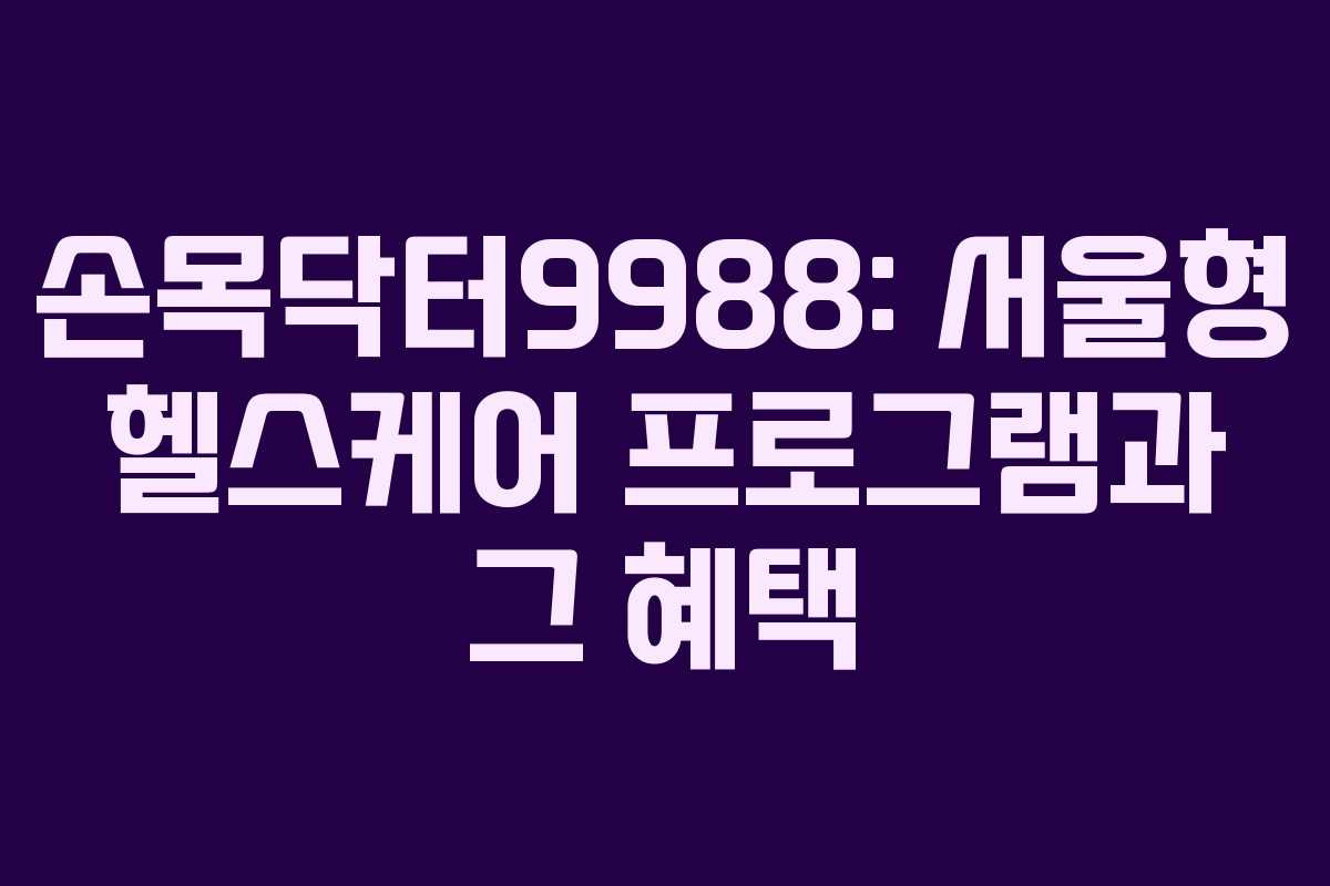 손목닥터9988: 서울형 헬스케어 프로그램과 그 혜택