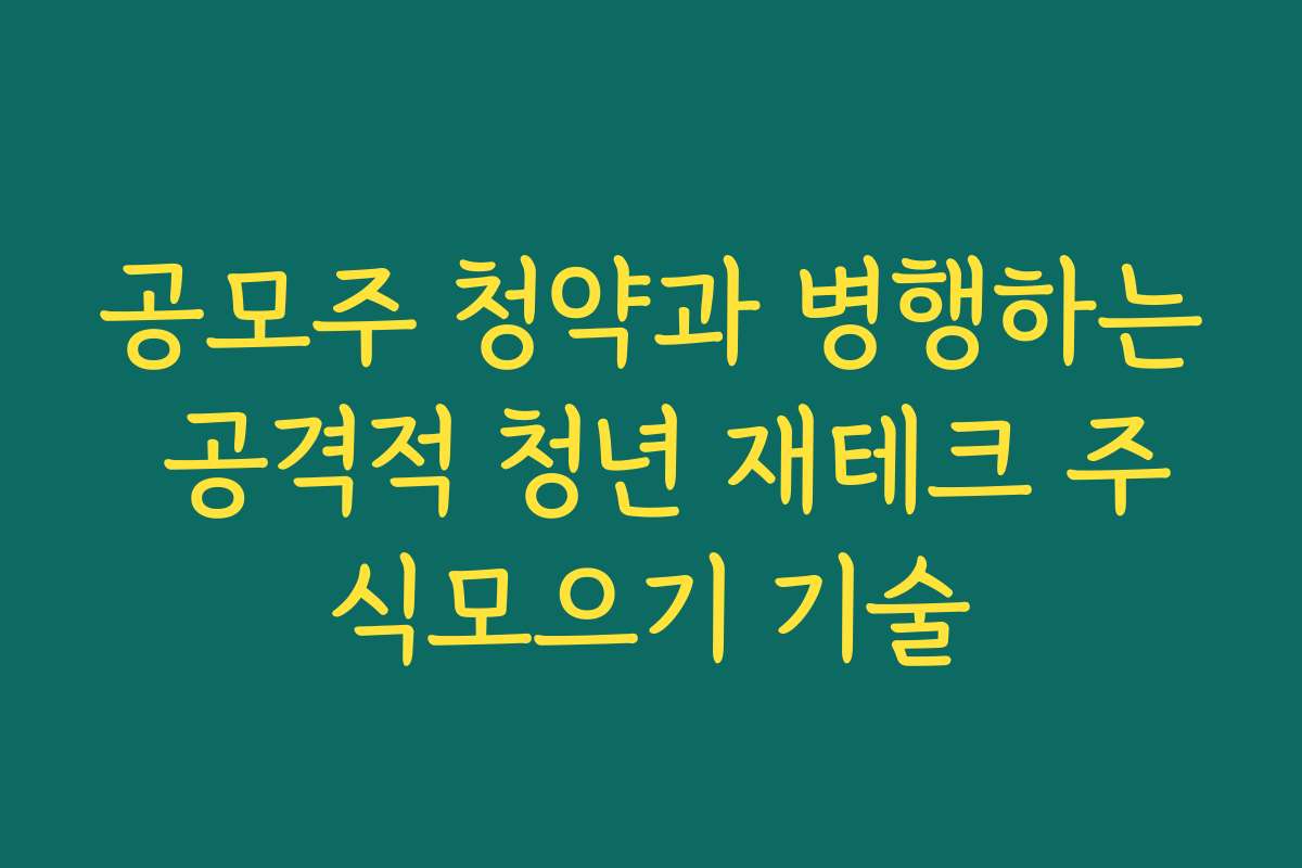 공모주 청약과 병행하는 공격적 청년 재테크 주식모으기 기술