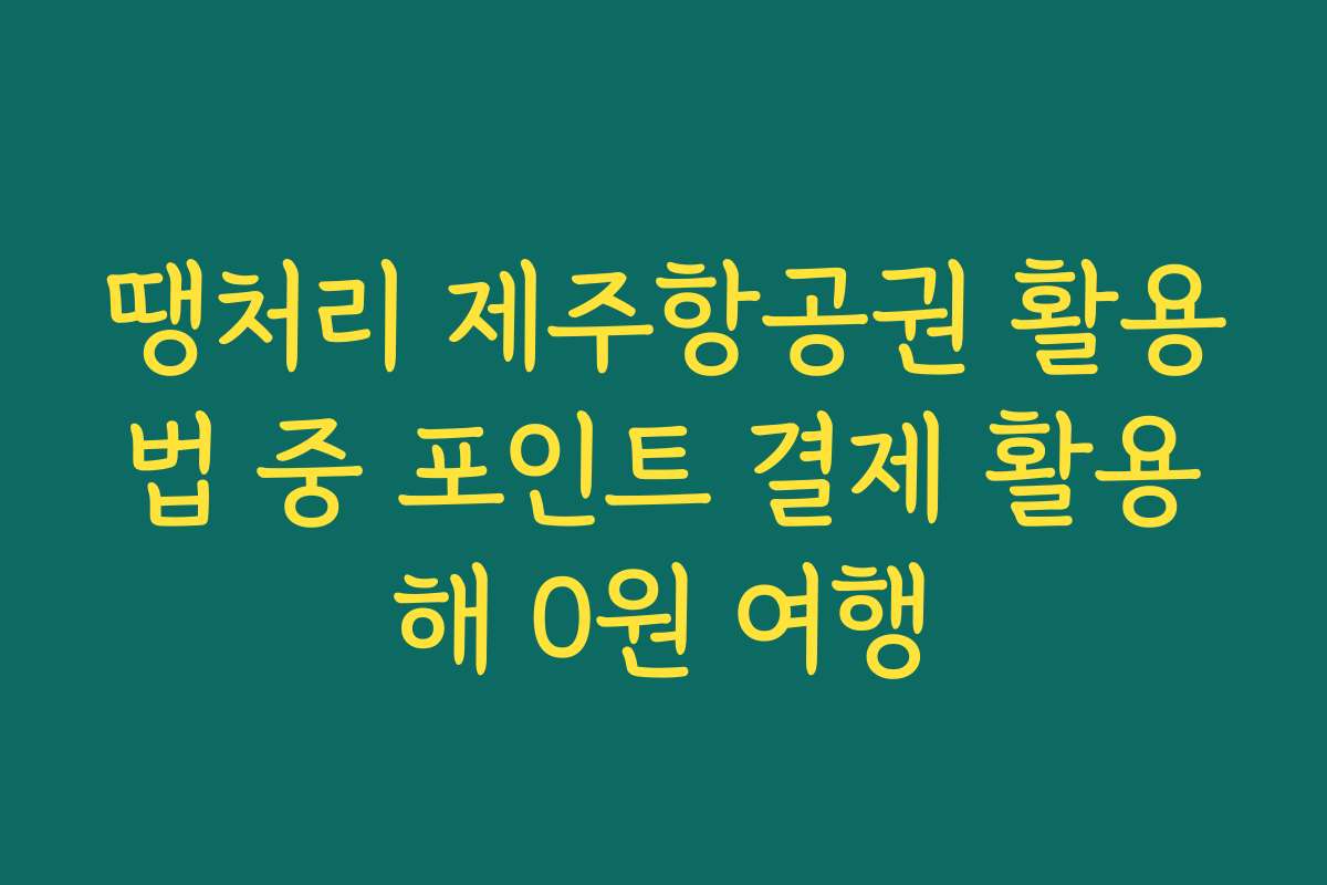 땡처리 제주항공권 활용법 중 포인트 결제 활용해 0원 여행