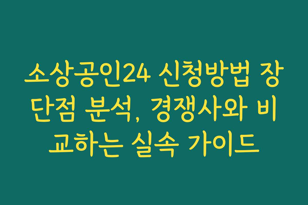 소상공인24 신청방법 장단점 분석, 경쟁사와 비교하는 실속 가이드