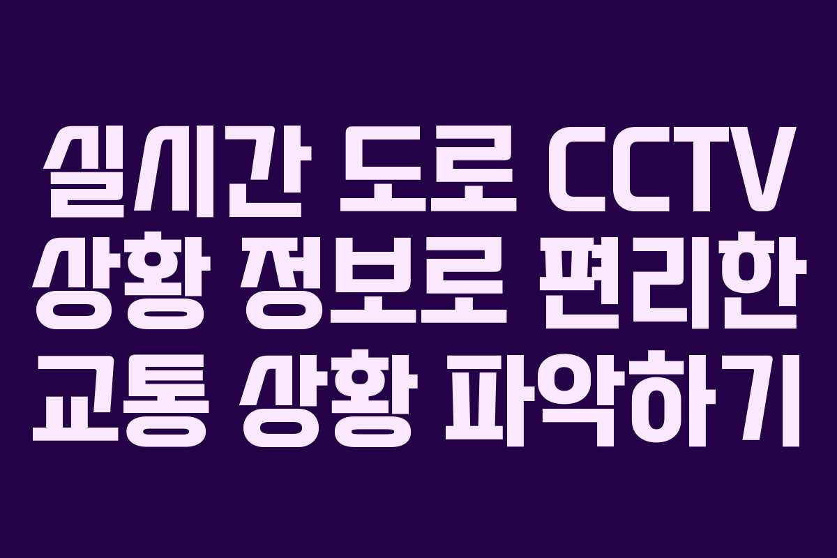 실시간 도로 CCTV 상황 정보로 편리한 교통 상황 파악하기