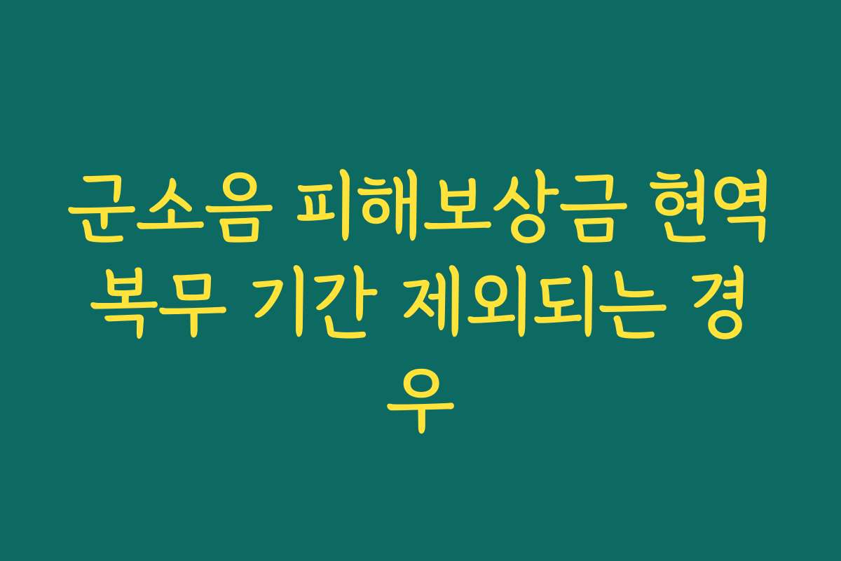 군소음 피해보상금 현역복무 기간 제외되는 경우