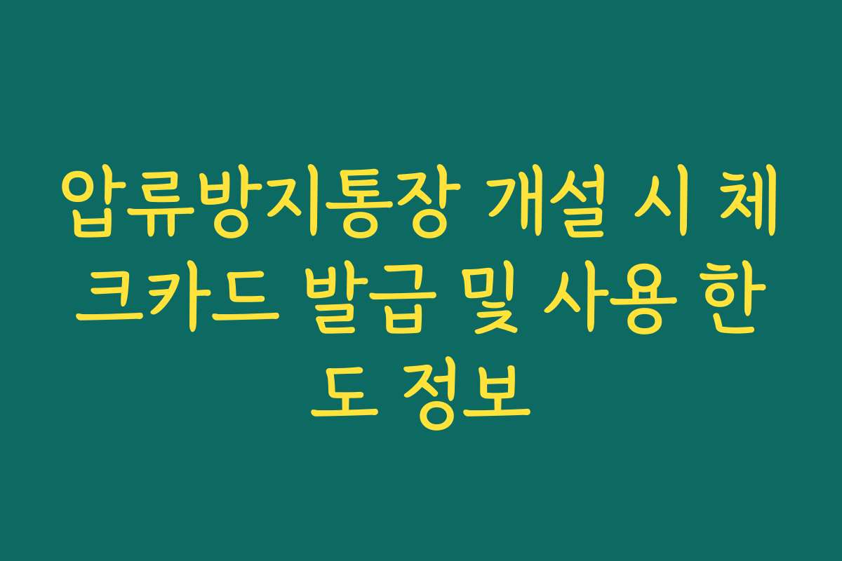 압류방지통장 개설 시 체크카드 발급 및 사용 한도 정보