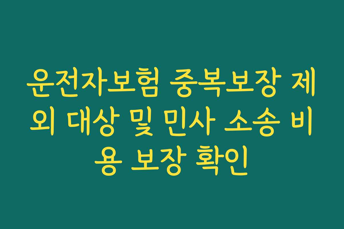 운전자보험 중복보장 제외 대상 및 민사 소송 비용 보장 확인