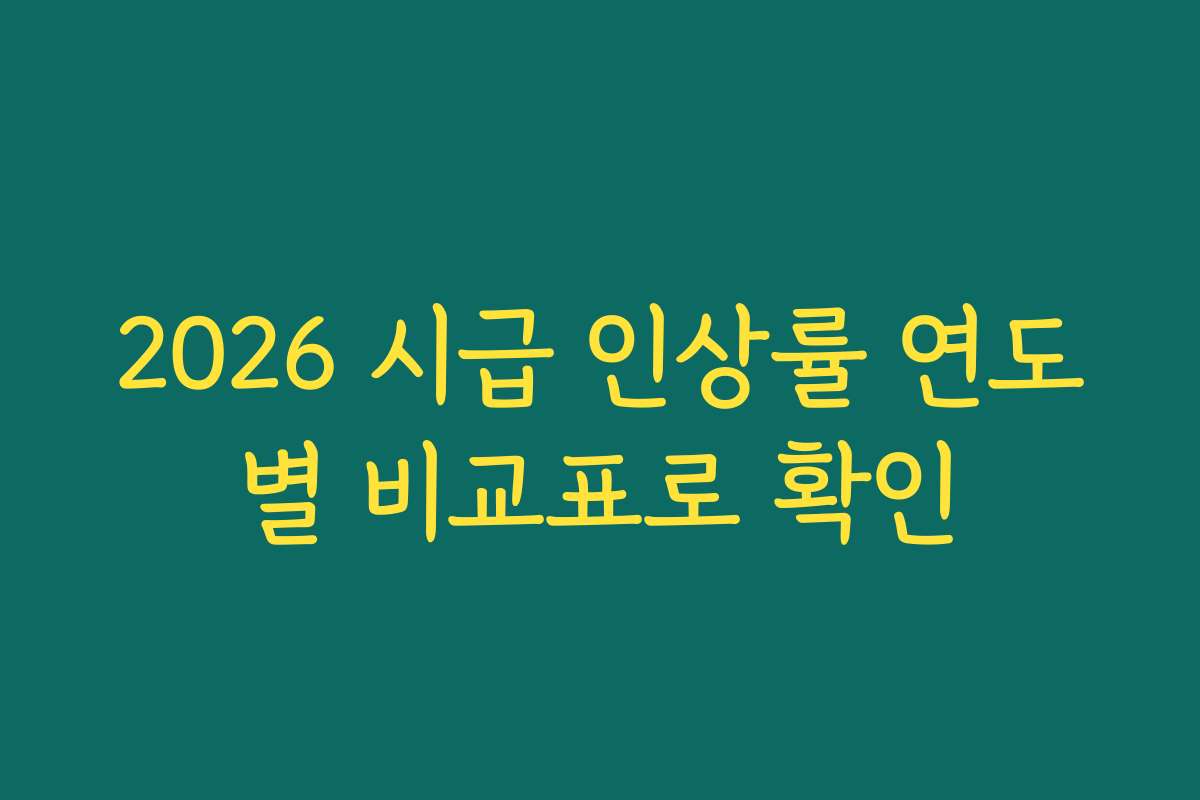 2026 시급 인상률 연도별 비교표로 확인