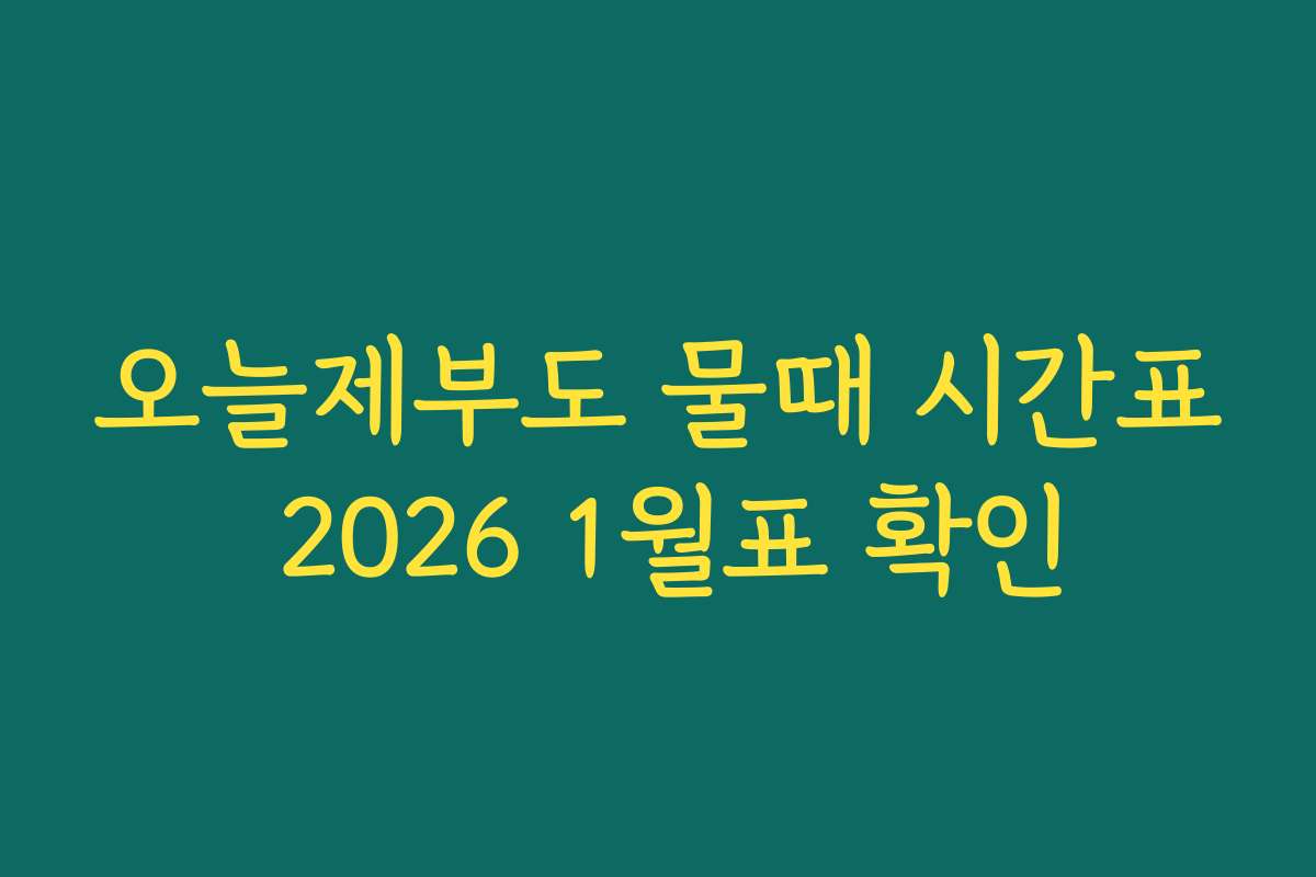 오늘제부도 물때 시간표 2026 1월표 확인