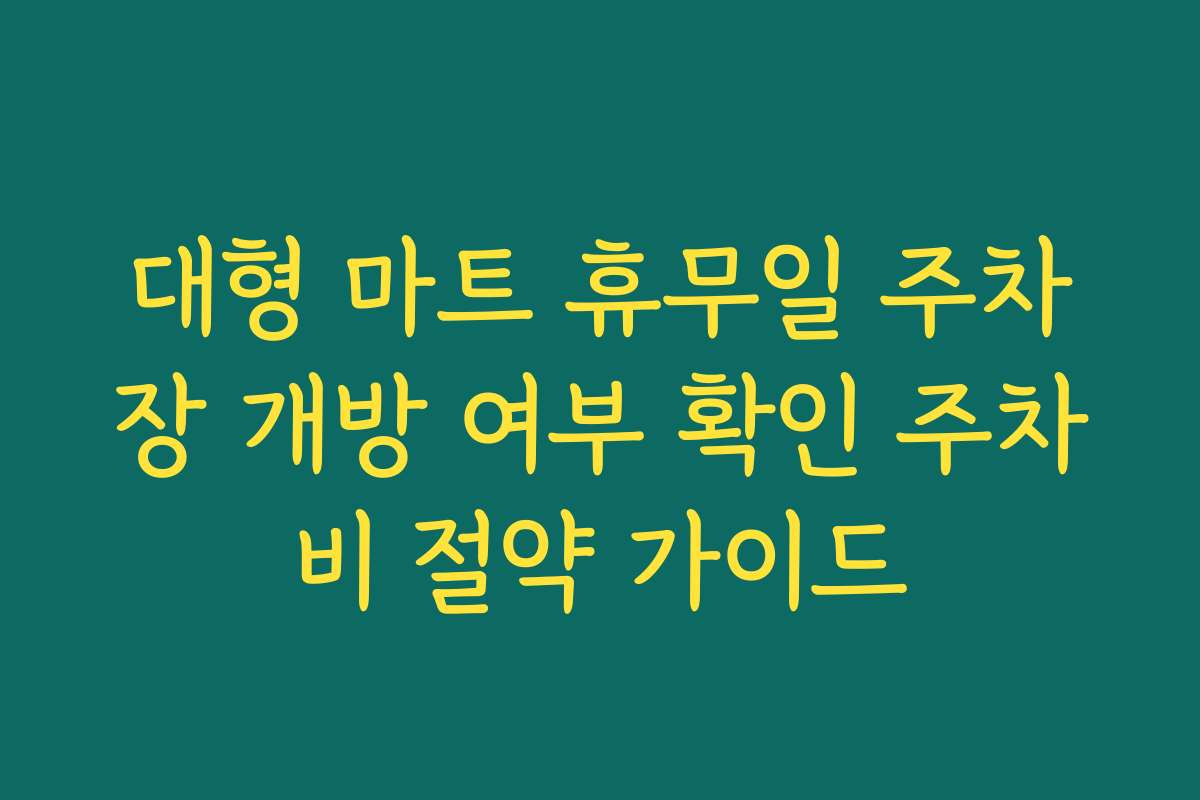 대형 마트 휴무일 주차장 개방 여부 확인 주차비 절약 가이드
