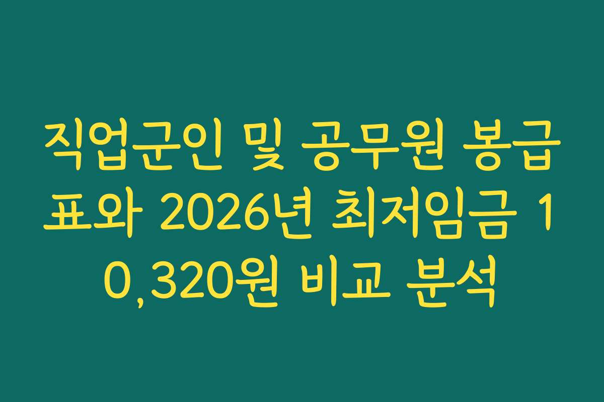 직업군인 및 공무원 봉급표와 2026년 최저임금 10,320원 비교 분석