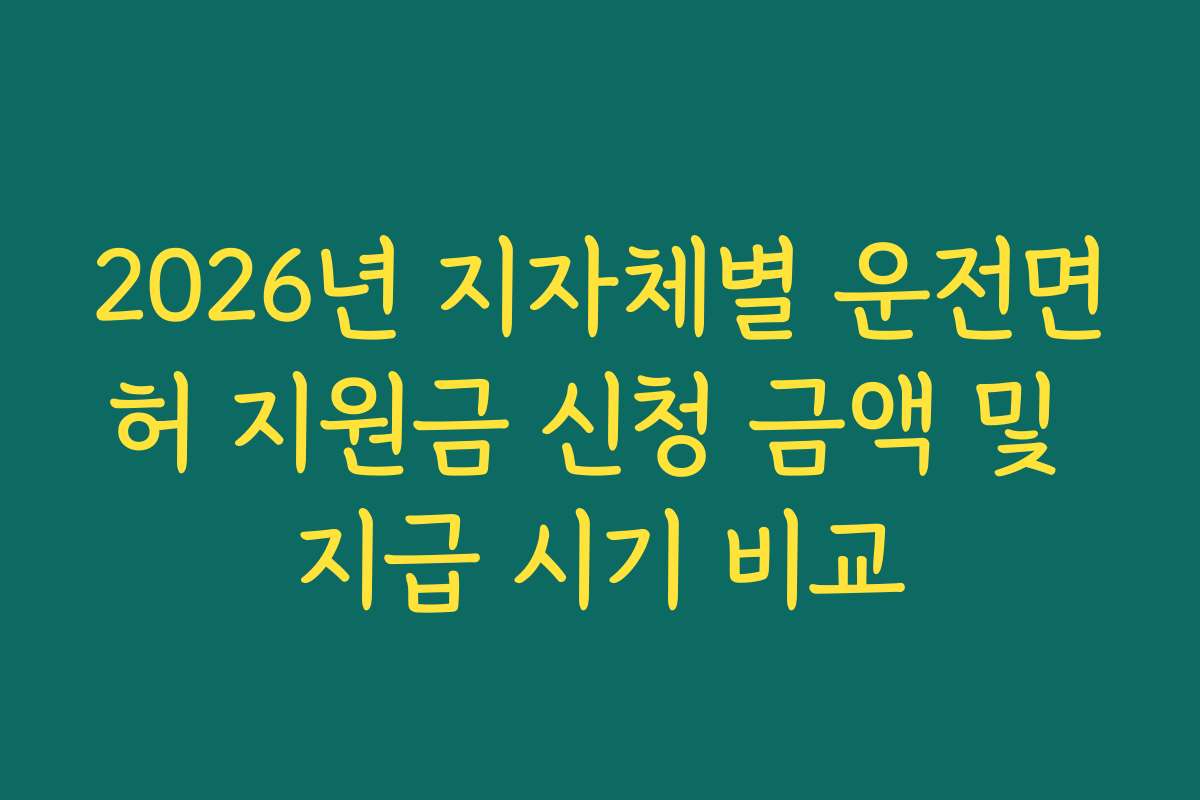 2026년 지자체별 운전면허 지원금 신청 금액 및 지급 시기 비교