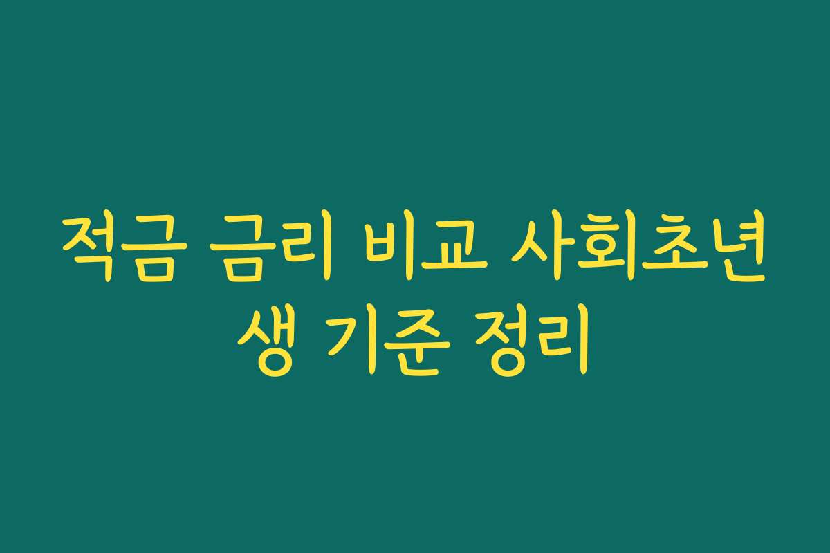 적금 금리 비교 사회초년생 기준 정리