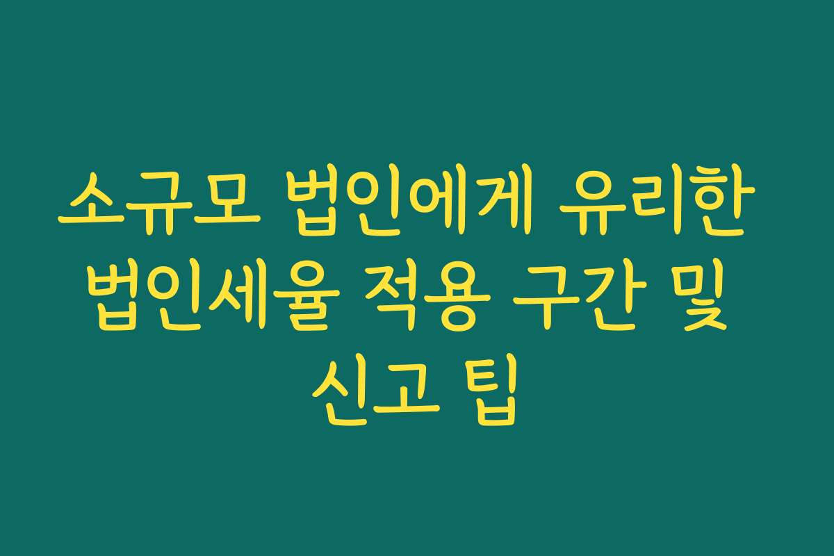 소규모 법인에게 유리한 법인세율 적용 구간 및 신고 팁