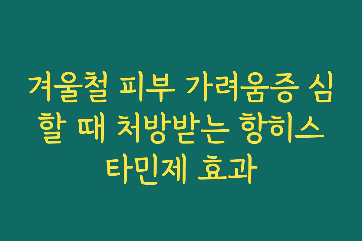 겨울철 피부 가려움증 심할 때 처방받는 항히스타민제 효과