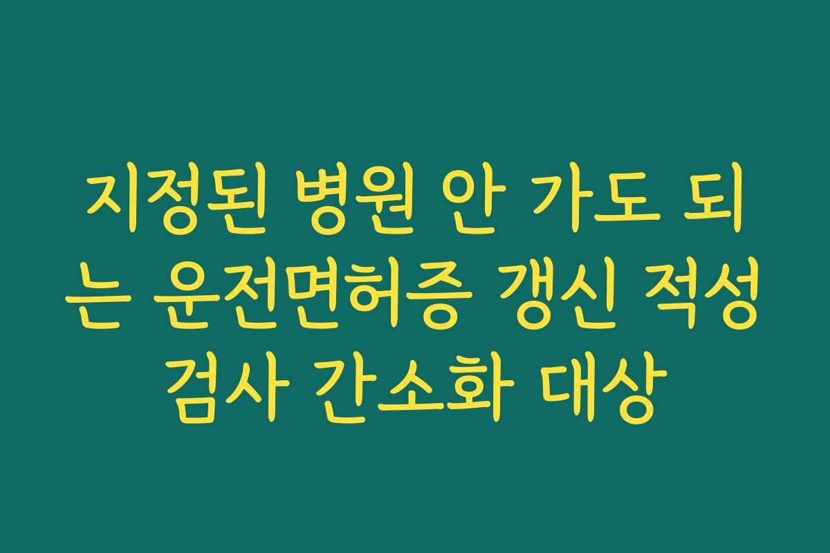 지정된 병원 안 가도 되는 운전면허증 갱신 적성검사 간소화 대상